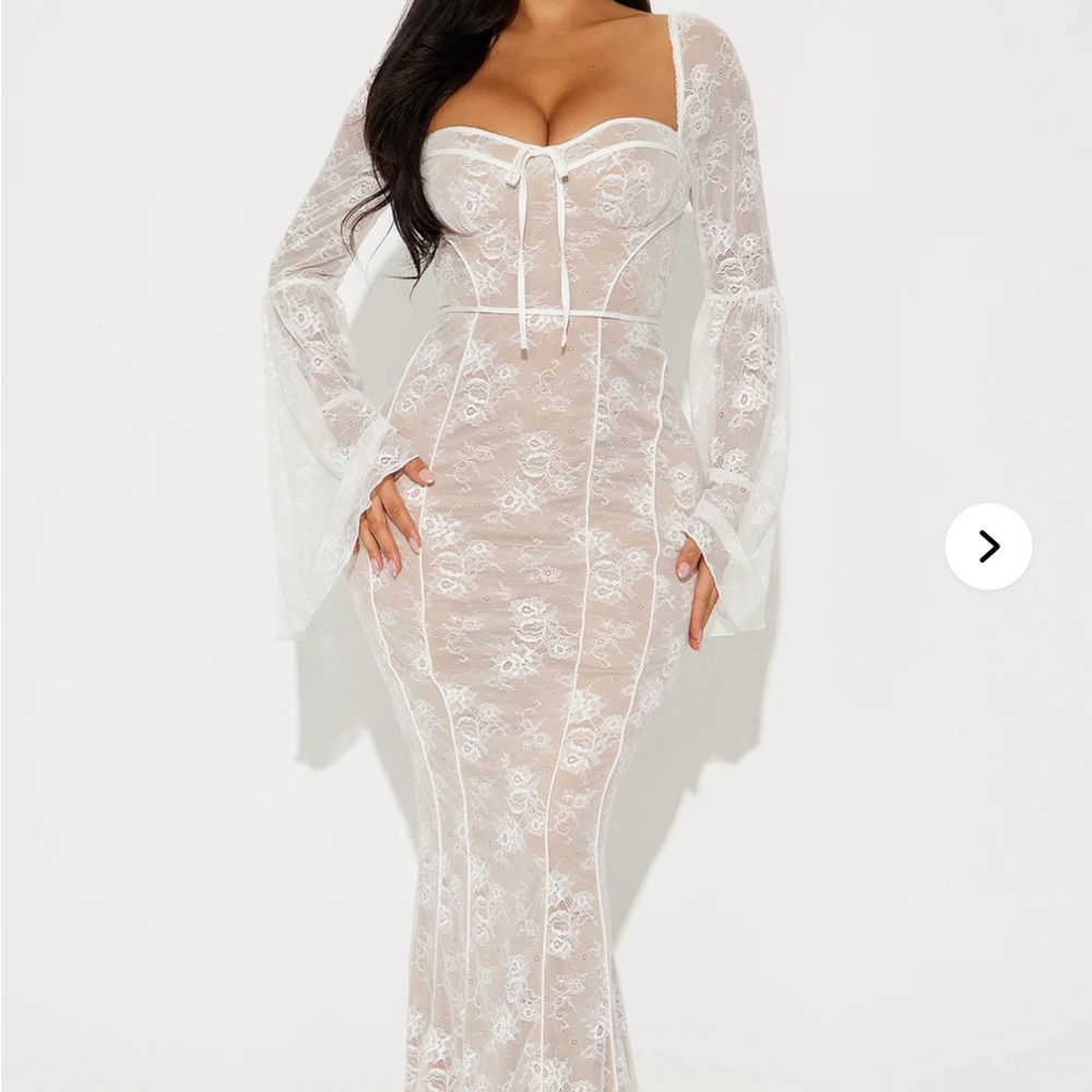 Elegant White Lace Long Sleeve Dress